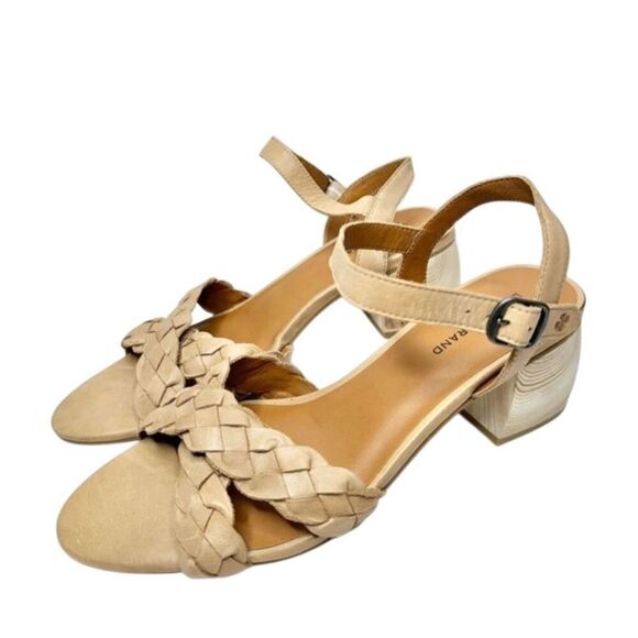 Lucky Brand Shoes - Lucky Brand Sandals Size 9.5 Tan Leather Braided Open Toe Block Heel Beachy